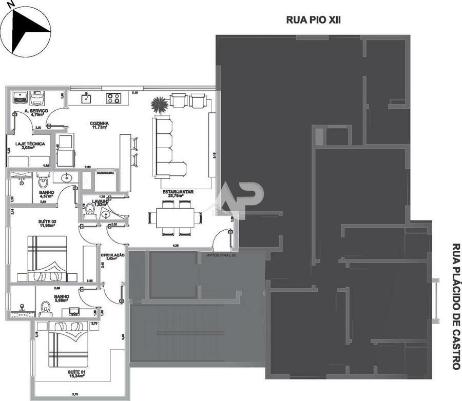 2 dormitórios (2 suítes)