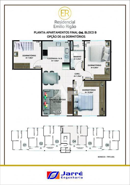 Planta final 04 (opção 3ºdormitório) - Torre B