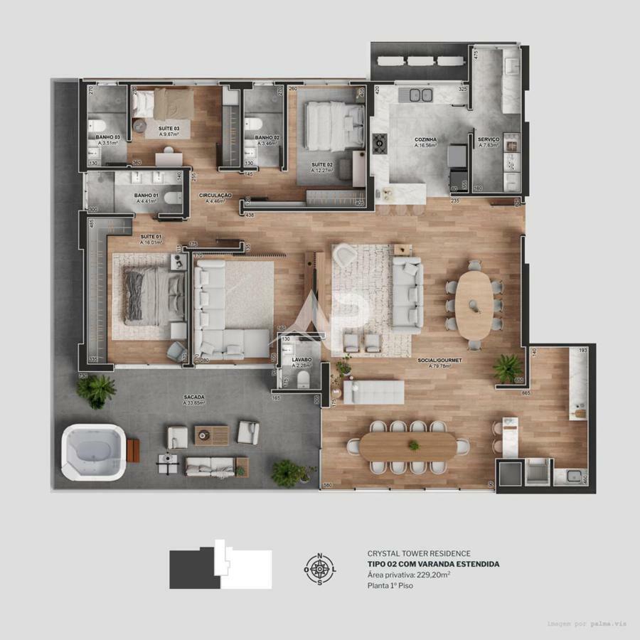 Apartamento diferenciado tipo 2