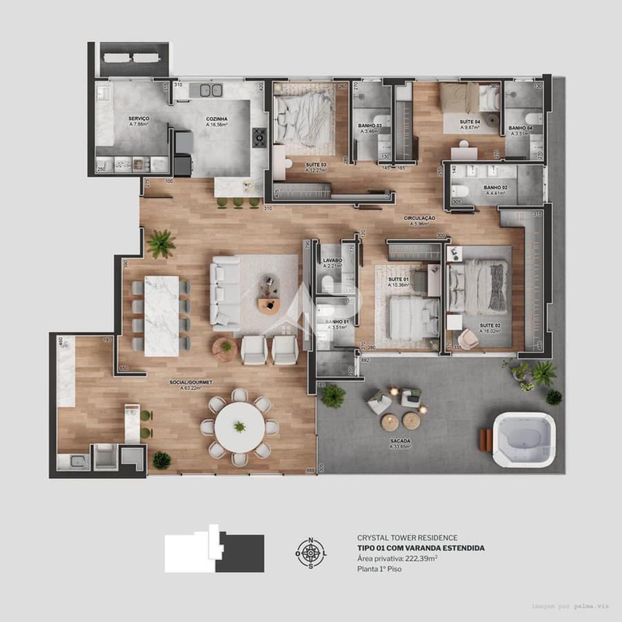 Apartamento diferenciado tipo 1