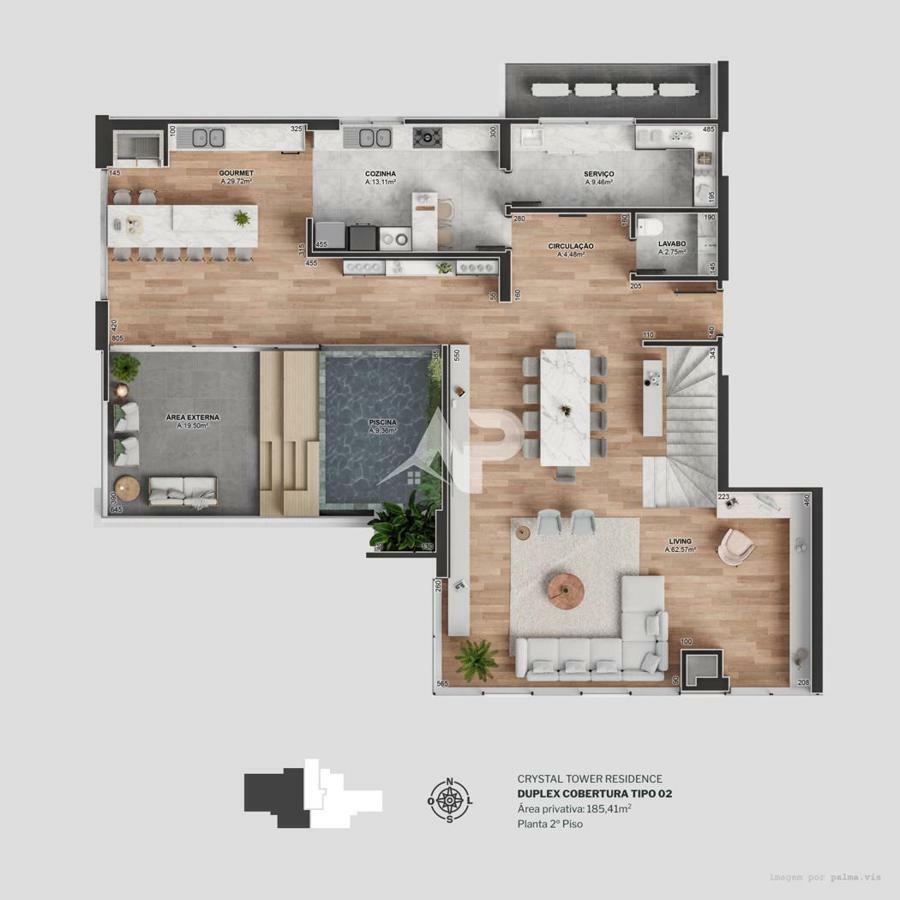 Cobertura duplex tipo 2 - Segundo pavimento