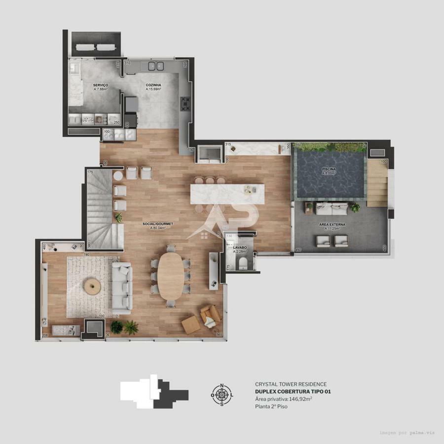 Cobertura duplex tipo 1 - Segundo pavimento