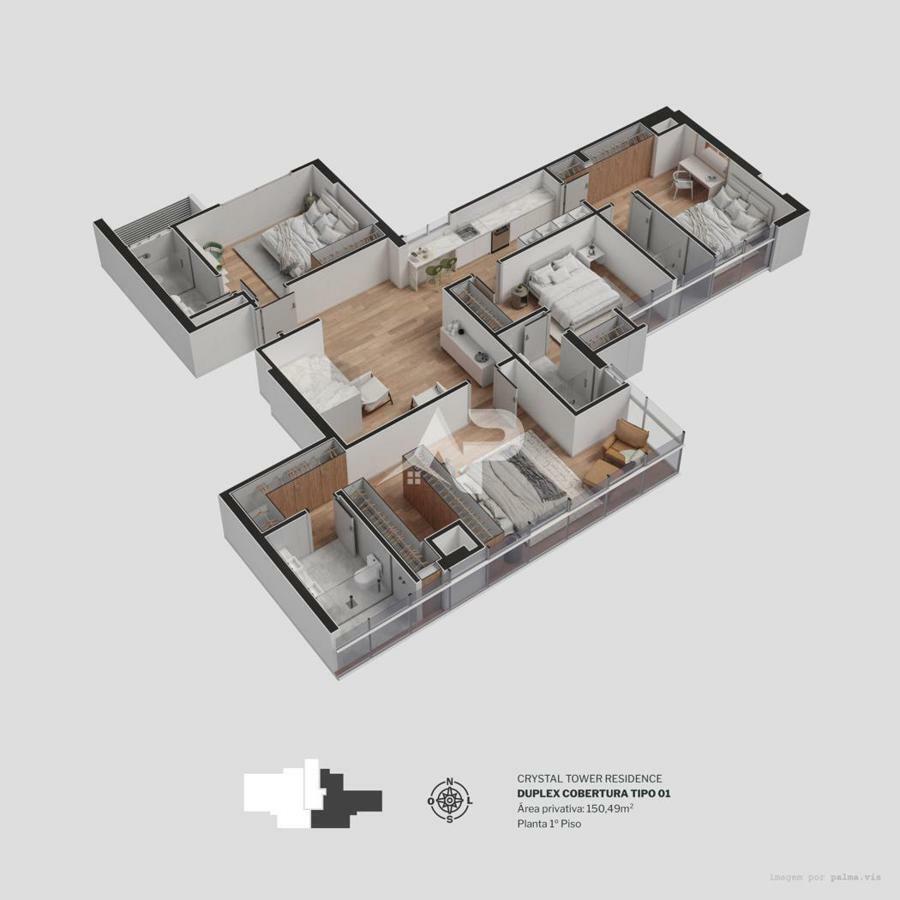 Cobertura duplex tipo 1 - Primeiro pavimento