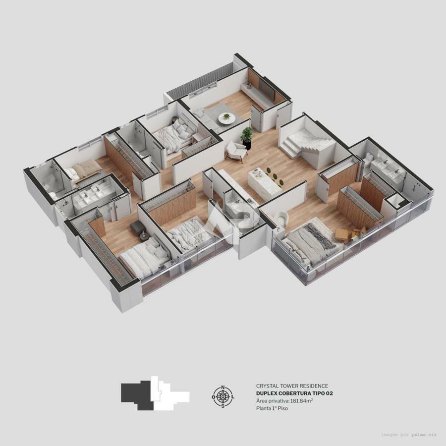 Cobertura duplex tipo 2 - Primeiro pavimento