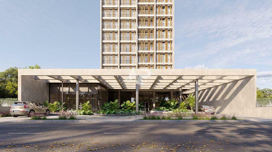 Fachada c/ praça e lojas