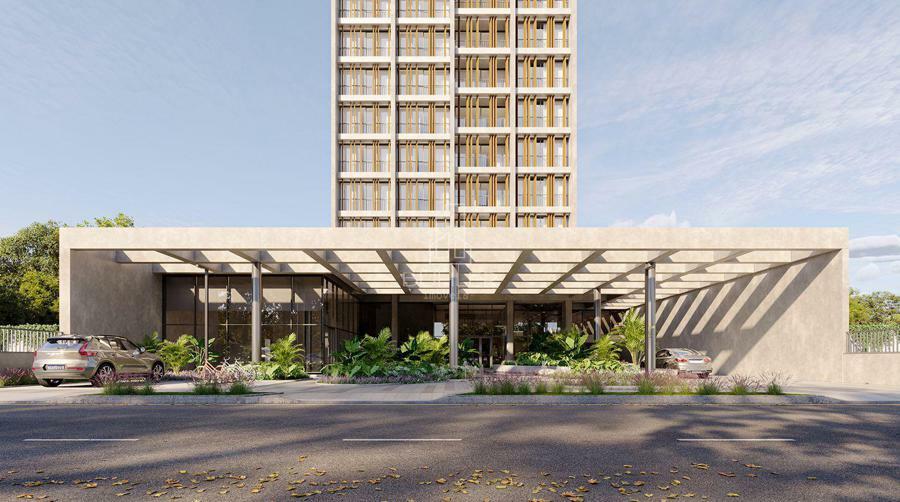 Fachada c/ praça e lojas