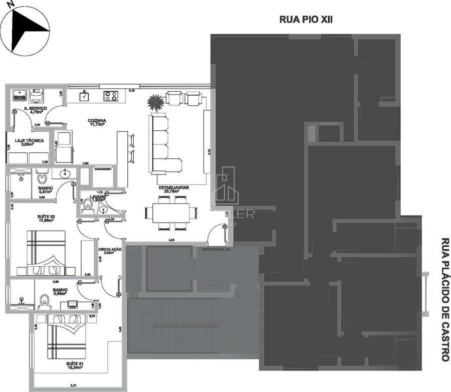 2 dormitórios (2 suítes)