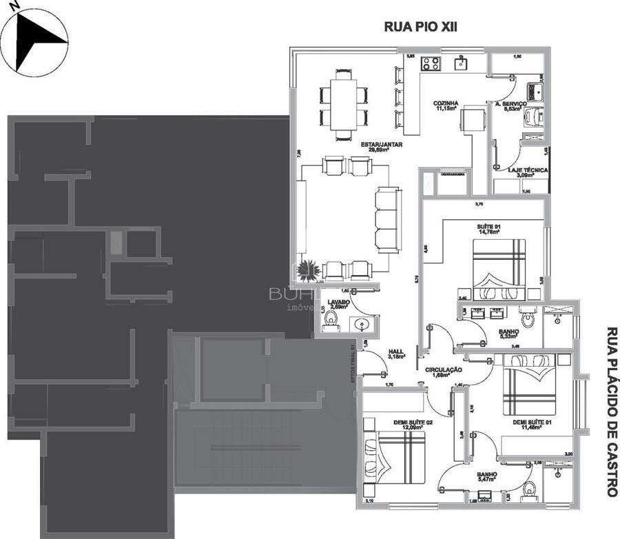 3 dormitórios (1 suíte + 2 dèmi suítes)