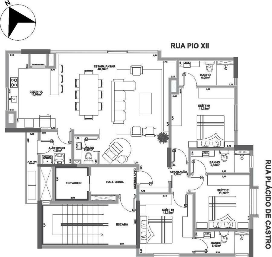 1 por andar - 3 dormitórios (3 suítes)