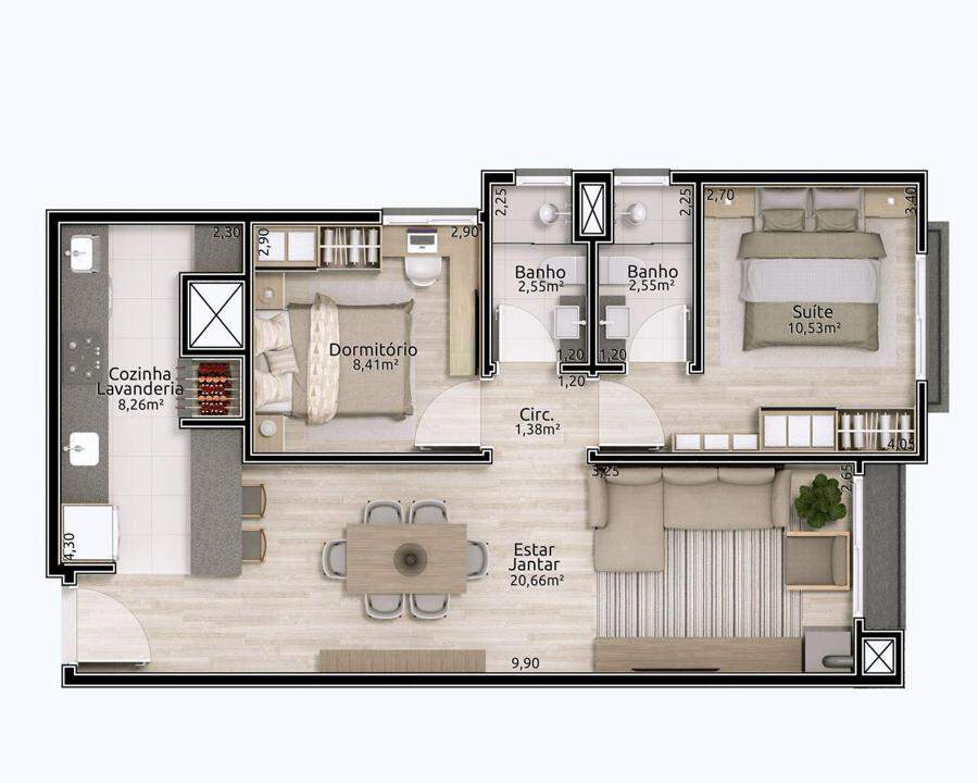 Apartamento 1 Suíte