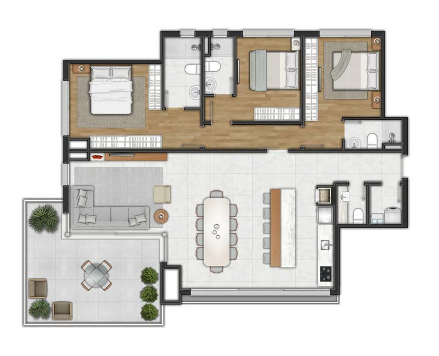 Planta baixa Cobertura 3 suítes (unidade 401)