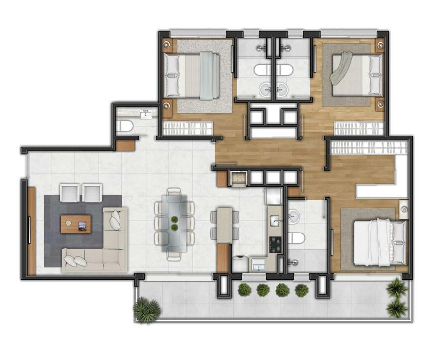 Planta baixa Cobertura 3 suítes (unidade 402)